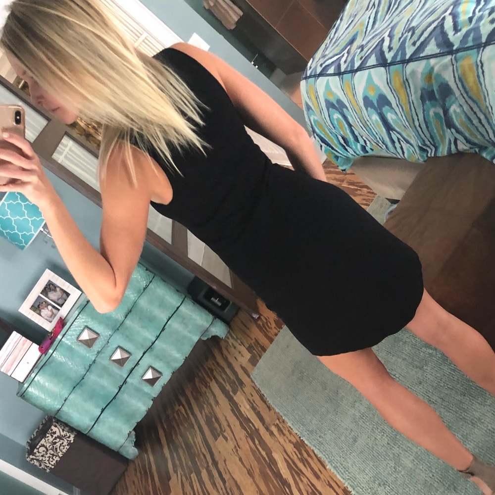 Black mock neck ribbed dress - Picture 3 of 8